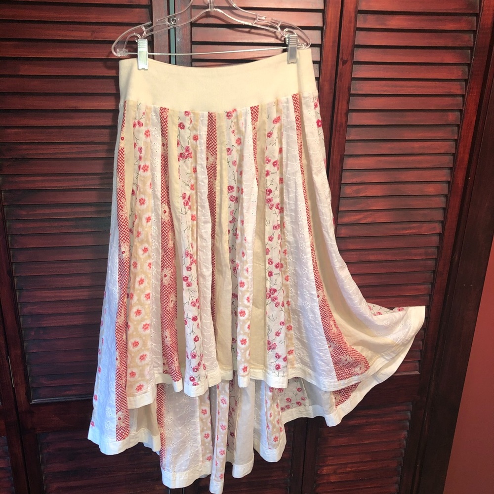 FREE PEOPLE MAXI SKIRT BOHO HIGH LOW FLORAL 8